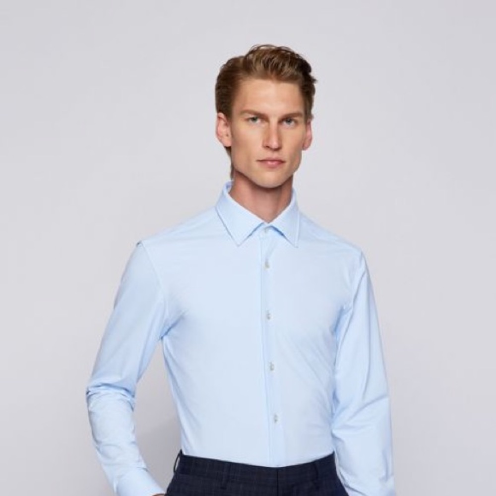 Boss slim fit stretch light blue dress shirt size 16
